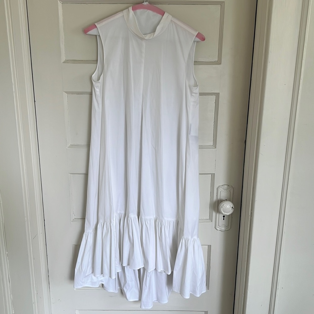 RED VALENTINO WHITE POPLIN DRESS WITH BOW BACK DETAIL SIZE 38